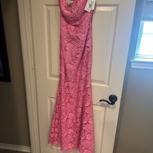 David's Bridal Pink Cowl Neck Sleeveless Gown